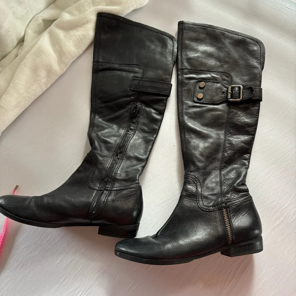 Apepazza Leather Knee High Boots Black Size 8